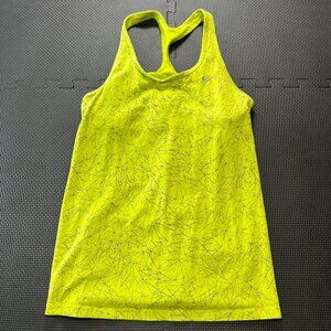 Nike Womens Yellow Dri-Fit Racerback Tank Top With Geometric Print Size G
